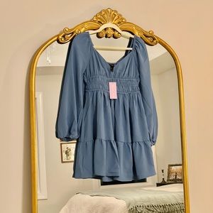 Sweetheart Tiered Babydoll Dress - Denim Blue (dress from Urban Planet)